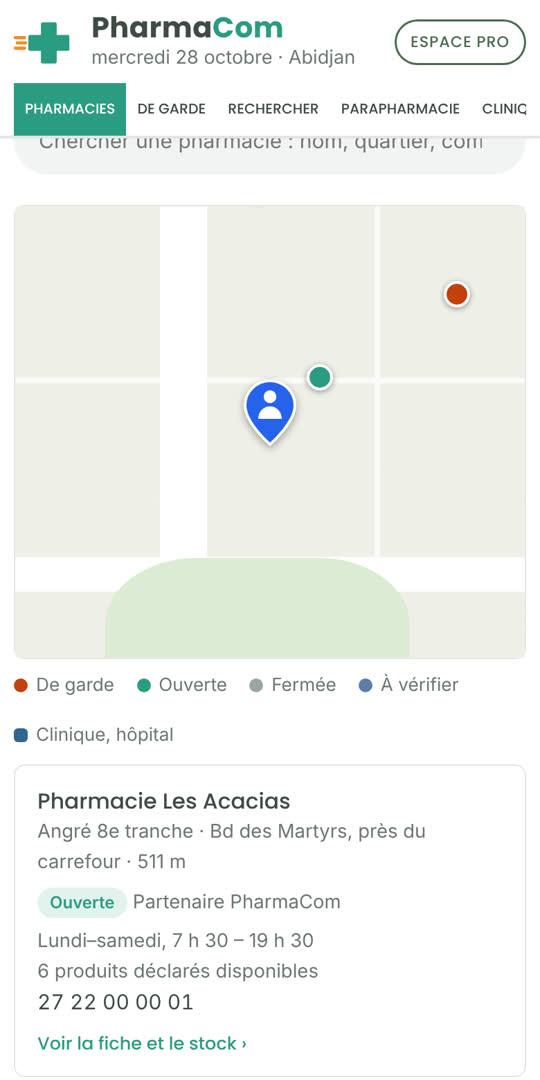 Carte des pharmacies autour de vous