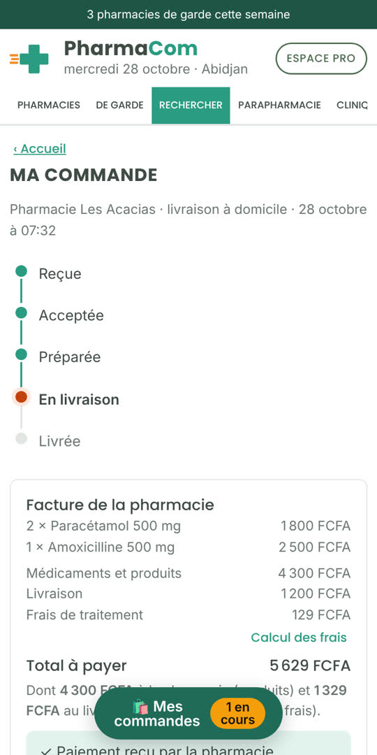 Suivi de la commande
