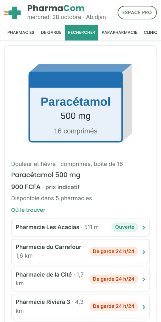 Recherche d'un médicament