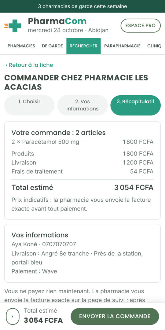 Étape 3 : récapitulatif de la commande